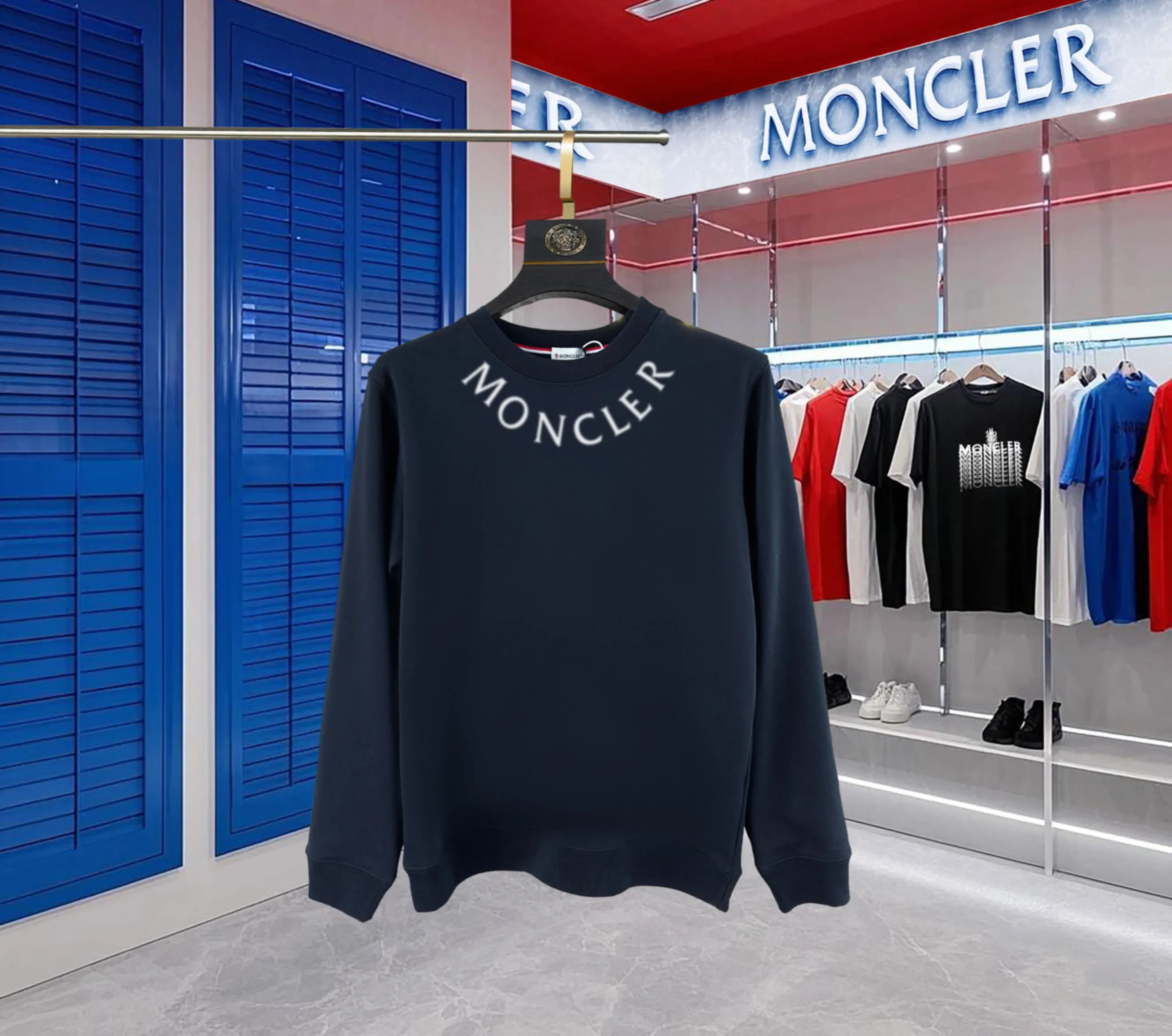 【 In Stock】 〖 𝐌𝐎𝐍𝐂𝐋𝐄𝐑~ 〗 440g ， 😎 ， ， Factory 2025 T ， ， Premium LOGO， Same Style ：Black White Size：S M L XL 2XL